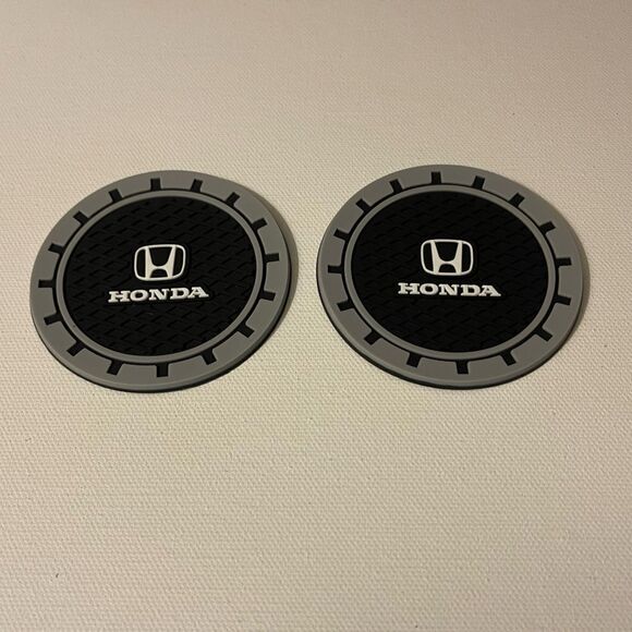Honda car cup Coasters in black and gray. Set of 2 NWT - Picture 6 of 7